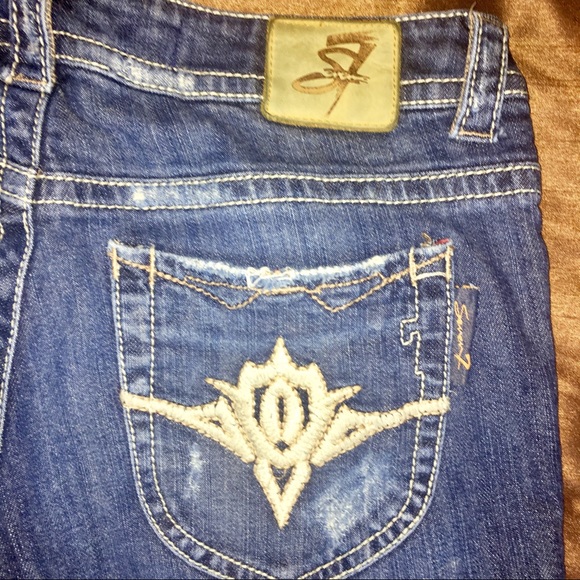 Seven Distressed Cropped Flare Denim Jeans 28 x 24 - Picture 4 of 8